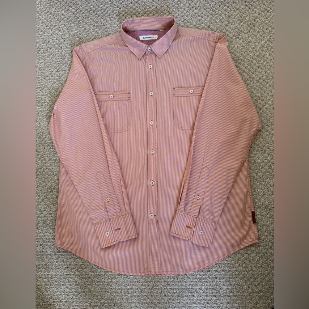 Ben Sherman Men's Salmon Button-Down Shirt, XXL 🦋